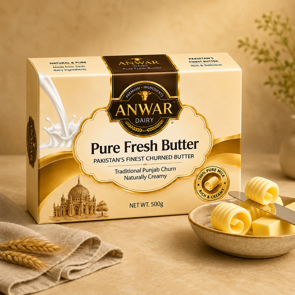 Anwar Dairy Premium Combo Deal | 1KG Pure Desi Ghee + 1KG Fresh Butter + 1KG Butter Spread + 500G FREE